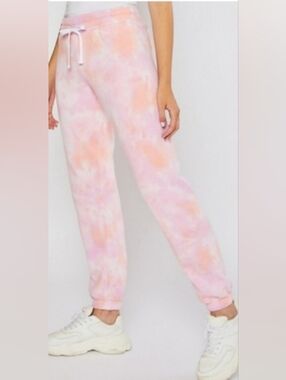 Reflex Tie Dye Cloud Print Jogger Sweatpants in Pink & Orange